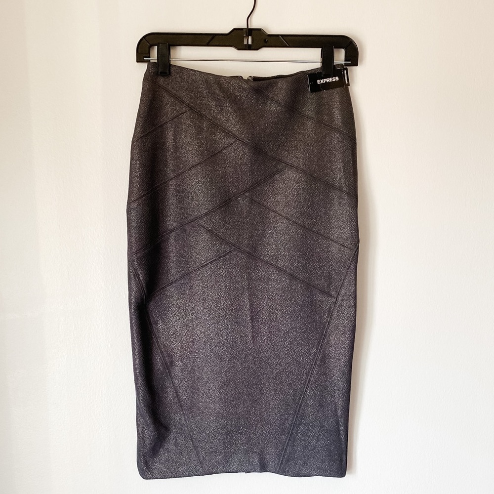 Express metallic bandage pencil skirt